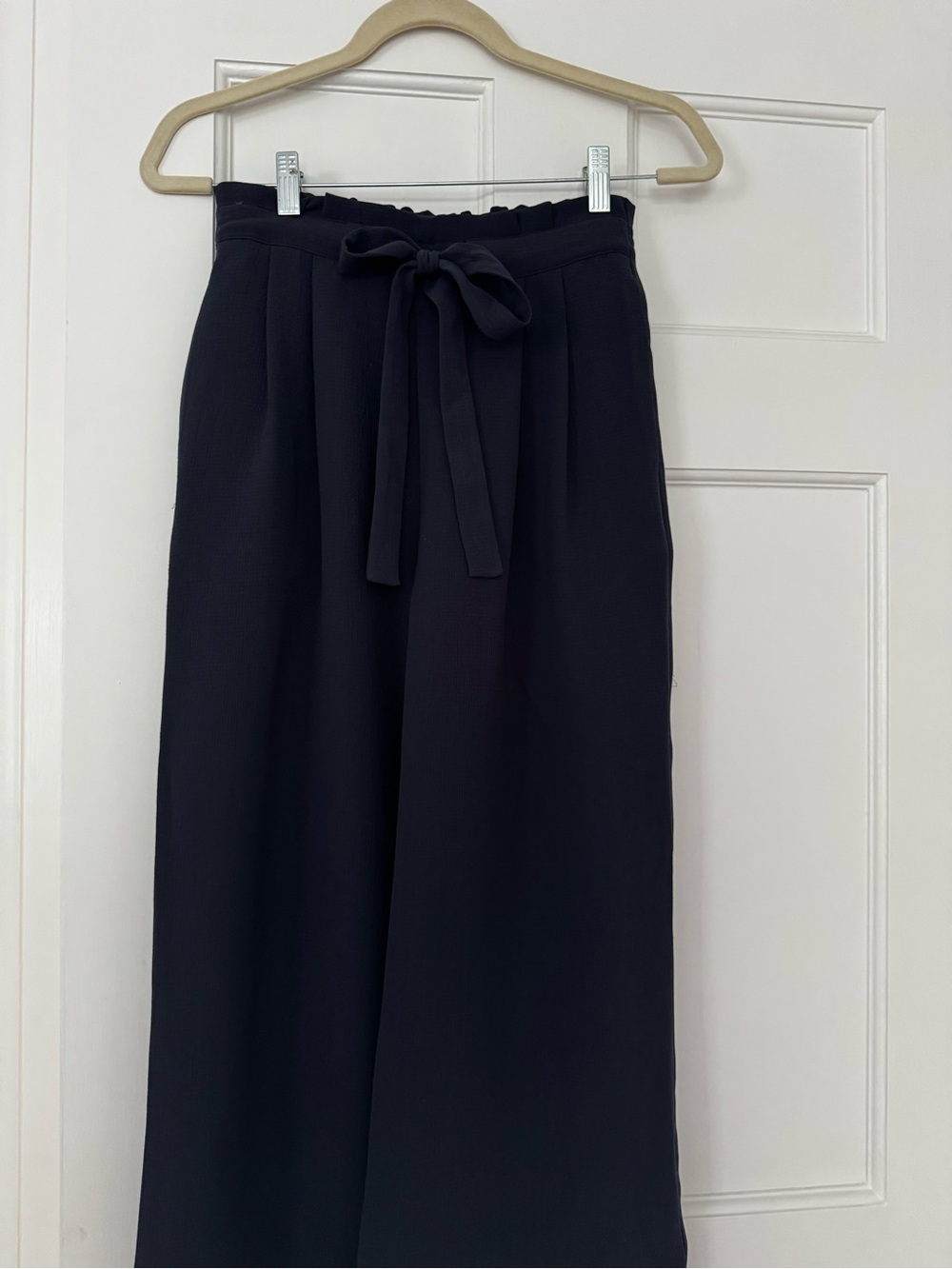 DR2 Navy Blue Wide Leg Pants with Waist Tie